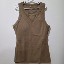 Women's Brown Ribbed tank top with built in bra M