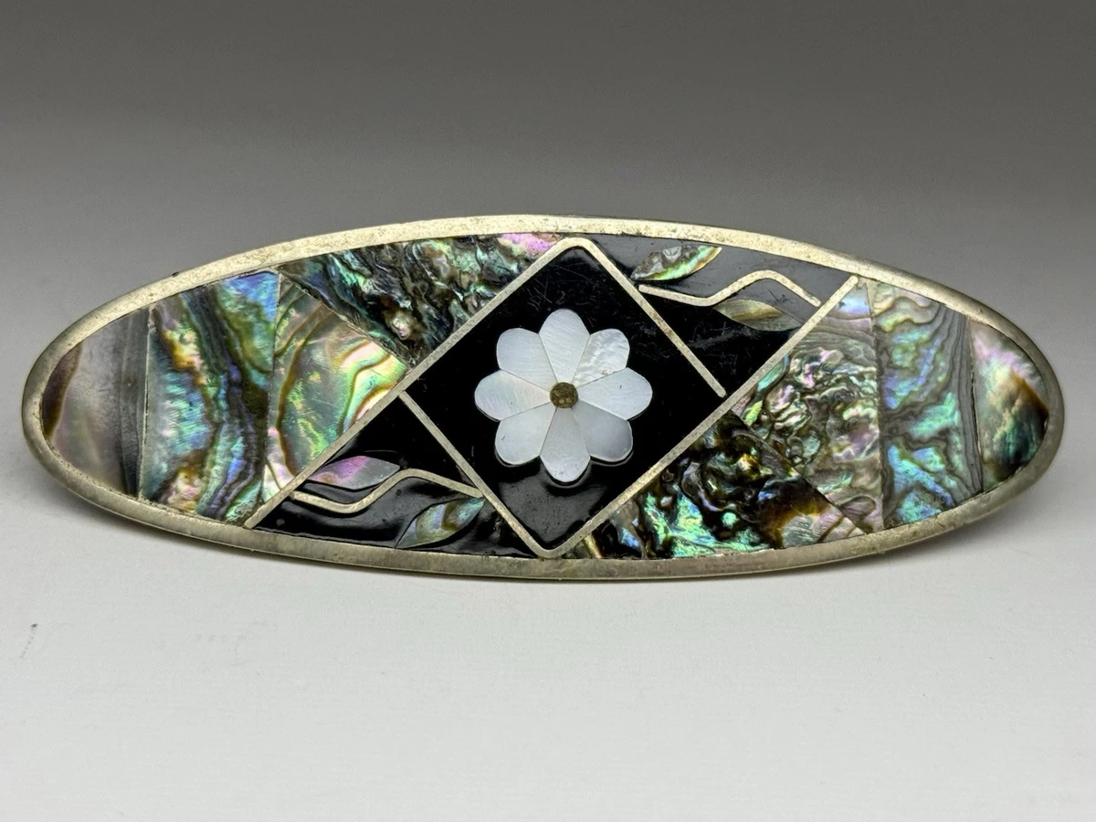 ?Vintage Mother of Pearl Belt Clips Antique Victorian Mother of Pearl Rectangular Belt Buckle  main image 2