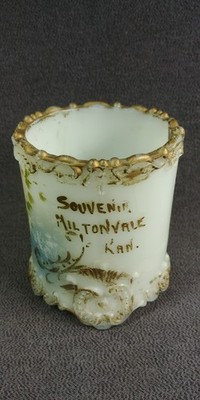 1900s Miltonvale Kansas Souvenir Cloud County White Gold Rose Cup Dish Antique