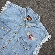 Biker Design Sturgis 2003 Motorcycle Rally Denim Vest Blue Mens M Y2K Vintage