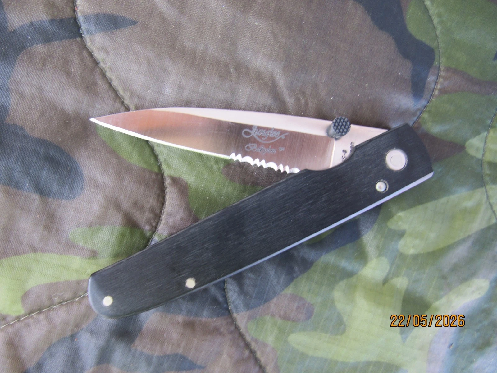 Junglee Babylon liner lock Serrated folding Knife AUS-8 Seki Japan - Never Used
Opens in a new windo