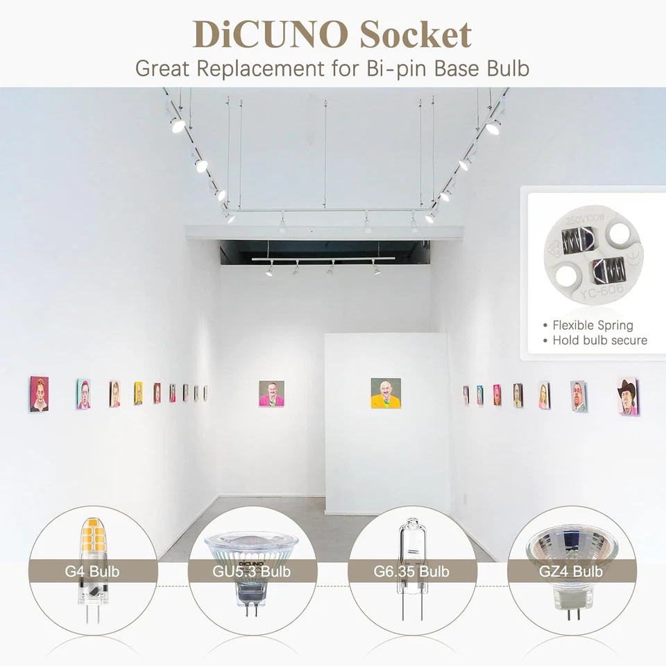 Dicuno G4, GU5.3 Bi-Pin Ceramic Base Socket, MR16, MR11 Halogen Incandescent LED - Image 3 of 4