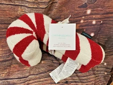 New Cynthia Rowley Christmas Candy Cane Plush Throw Pillow 16" Set of 2