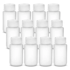 2oz Wide Mouth Clear Plastic Bottles Pack of 12 Leak Proof Storage Containers