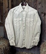 Vintage H Bar C Ranchwear Shirt Mens Long Tail 16  35 XL Western Pearl Snap