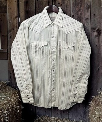 Vintage H Bar C Ranchwear Shirt Mens Long Tail 16 · 35 XL Western Pearl Snap