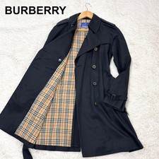 BURBERRY BLUE LABEL Nova Check Black Trench Coat M Vintage Auth