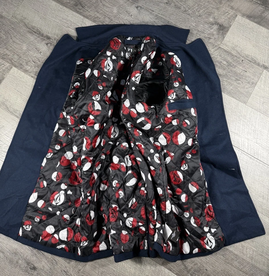 Vintage Y2K Volcom Pea Coat Mens Size Medium Wool Blend Lined EUC - Image 4 of 4