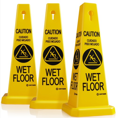 #ad 3 Pack 26quot; Caution Wet Floor Cone Shaped Sign Yellow English Spanish $51.99