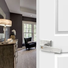 12pcs Silver Door Lever Heavy Duty Door Knob Reversible Square (PRIVACY LOCK)