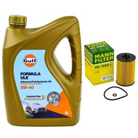 MotoröL Set Gulf Formula ULE 5W-40 5 Liter + ÖLfilter FüR Skoda Yeti VW Golf VII
