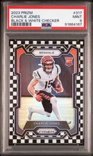 2023 PANINI PRIZM B&W CHECKER #317 CHARLIE JONES PSA 9