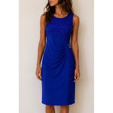 R M Richards Royal Blue Dress Sequin Lace Buckle 12 Cocktail Elegant Chic