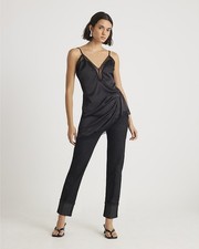 River Island Womens Slim Jeans Black Glitter Turn Up Cuff Denim Trousers Pants