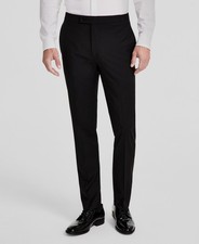 Calvin Klein Men's Black Slim-Fit Wool-Blend Tuxedo Suit Pants Size 30W 30L
