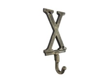 Pack Of 2 Rustic Gold Cast Iron Letter X Alphabet Wall Hook 6""