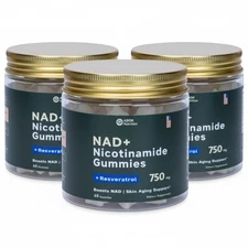 NAD+ Nicotinamide Gummies Supplement Skin Cellular Health Support 750mg 60 Count