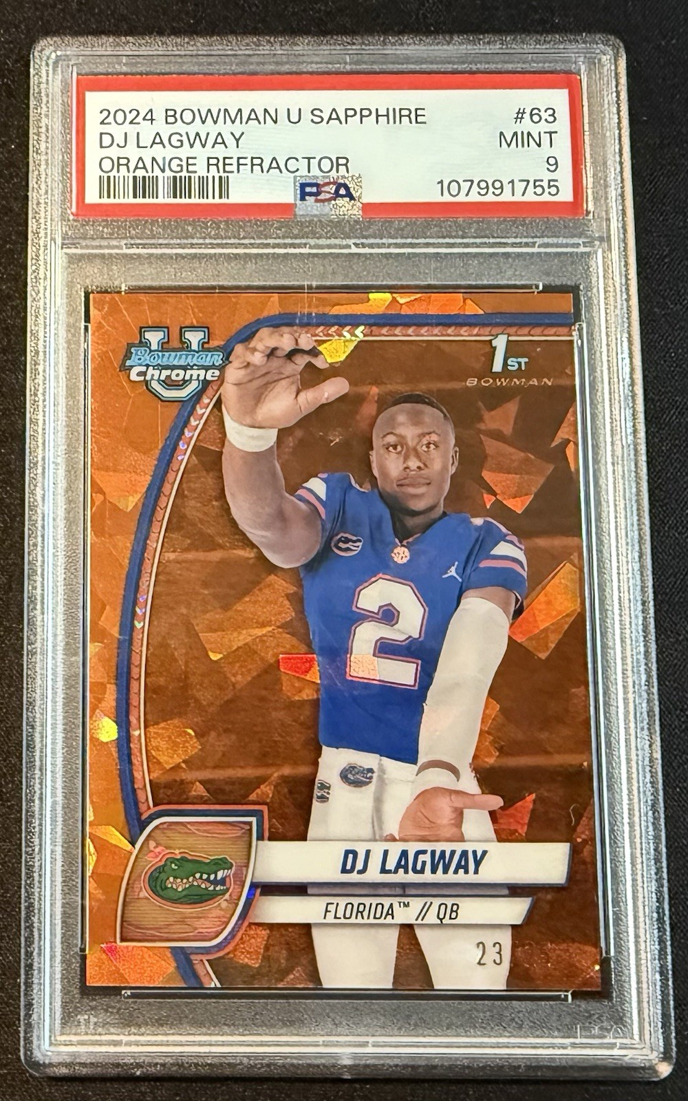 2024 Bowman U Chrome Dj Lagway Orange Refractor Auto 23/25 PSA 9 MINT