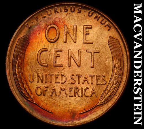 1957 Lincoln Wheat Cent- Color- Choice Gem Brilliant Uncirculated Luster #J3224