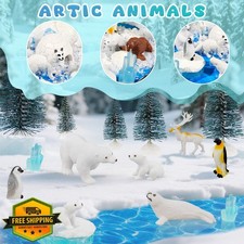 Warmtree 46 Pcs Arctic Animals Figurines Set Includes 22 Polar Bear Penguin A...