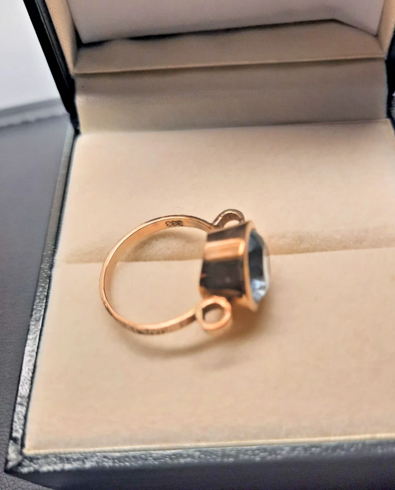 RING GR.52 AUS 333/- Gelb GOLD mit einem blauem Spinell ! HANDARBEIT!!! - Bild 3 von 4