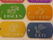 Engraved Star Sign ID Dog Tags