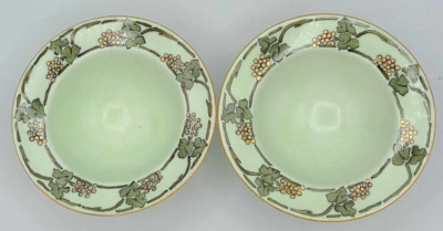 Antique JPL Limoges France Set of 2 Hand-Painted Footed Candy Dish / Small Bowl