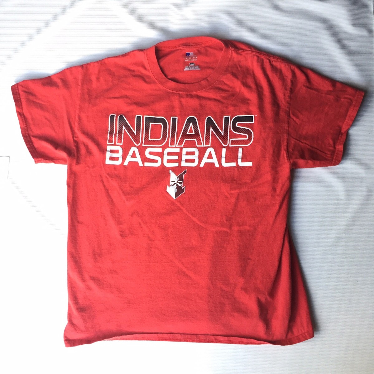 Cleveland Indians T Shirt Mens Large MLB Baseball Red Short Sleeve Adult  Genuine