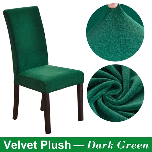 Velvet Chair Cover for Dining Room Elastic Thick Velvet Chair Cover 1/4/6/8 Pcs - Picture 14 of 42