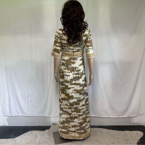 Maxi abito raro Jean Varon vintage anni '70 ombre geometrico lana lavorato a maglia boho S - Foto 8 di 15