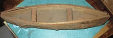 Folk Art Handmade Canoe with Bark Covering 15 x 3 Inches