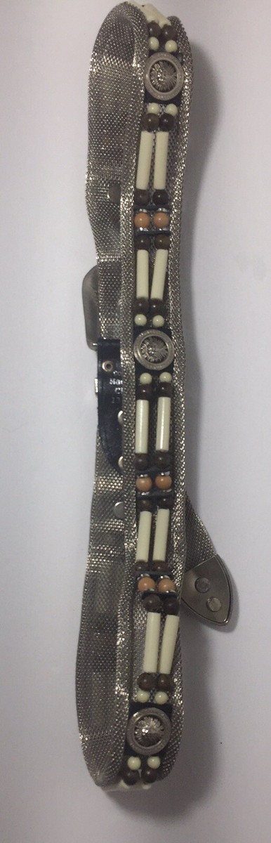 DONNA KATZ Silver Chainmail Metal Mesh Belt With Southwest  display picture 2