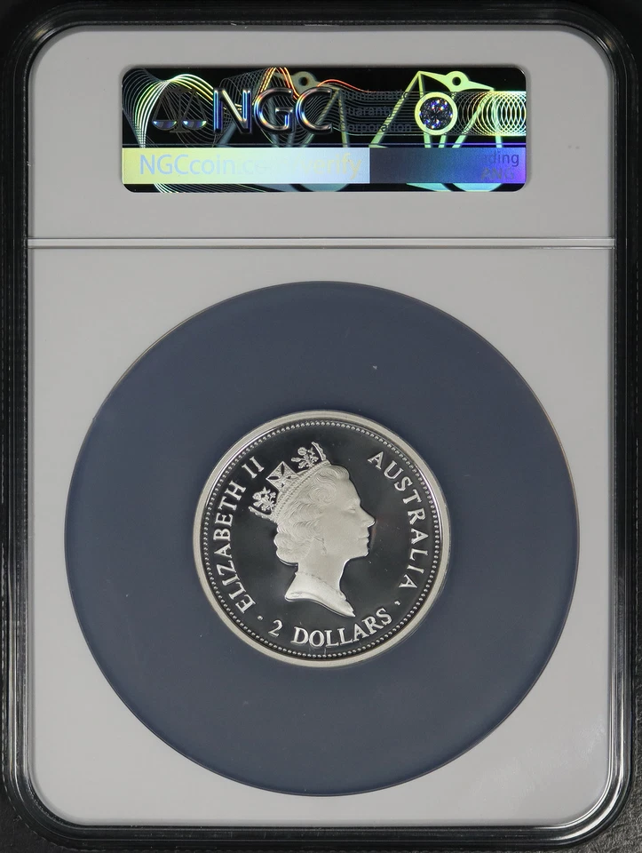 1997 Australia $2 Silver Kookaburra with Penny Privy NGC PF-70 UC Pop 2! - Image 2 of 2