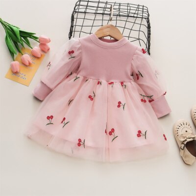 New Baby Birthday Party Dress Cherry Embroidery Mesh Splice Knitted Long Sleeve | eBay New Baby Birthday Party Dress Cherry Embroidery Mesh Splice Knitted Long Sleeve | eBay