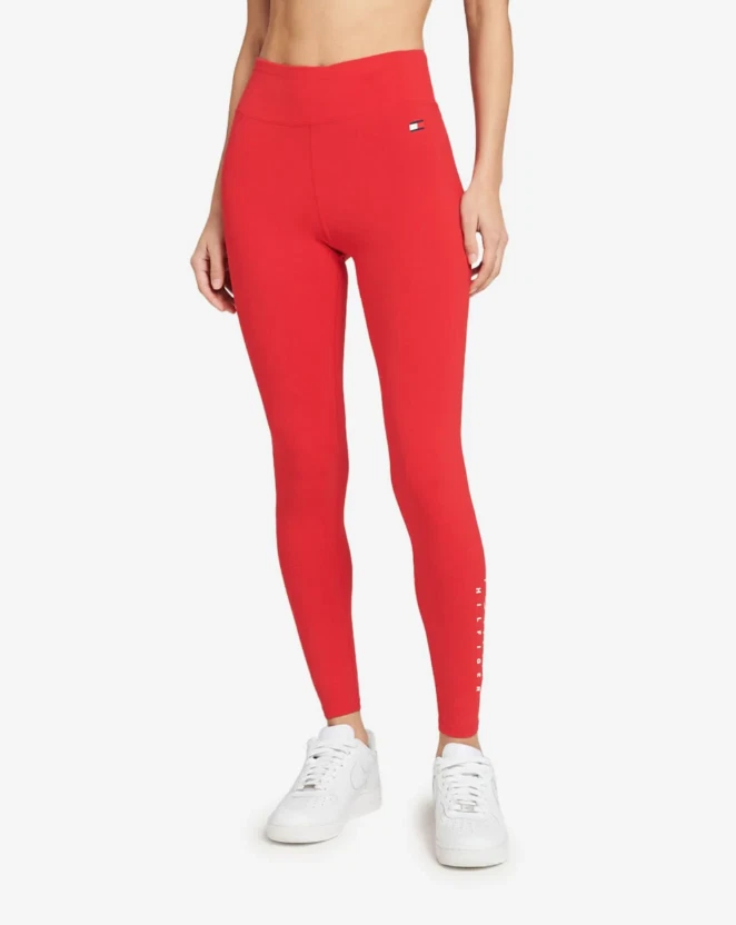 Tommy Hilfiger Sport Women's High-Rise Logo Leggings Scarlet Red S M Med  NWT New