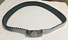 Vtg 80s Silver Tone Metal Snake Belt Women S M Floral 3D Hook Buckle Stretch