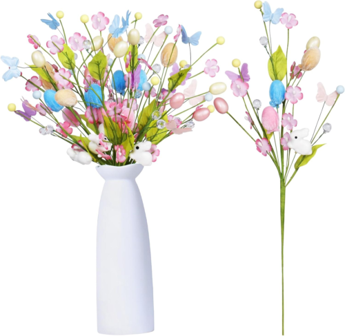 Easter Decorations, 5PCS Artificial Spring Easter Egg Berry Stems Branch Picks D