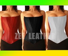 Heavy Duty Steel Boned Waist Trainer Overbust Genuine Leather Corset