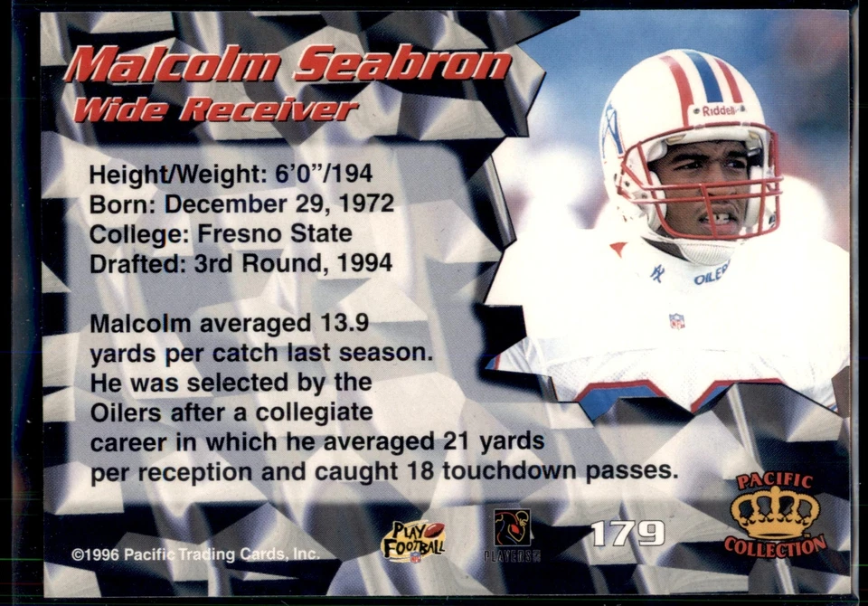 Malcolm Seabron #179 1996 Pacific - Image 2 of 2