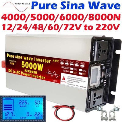 4000W 8000W DC 12V 24V 60V 72V 230V Reiner Sinus Spannungswandler Wechselrichter