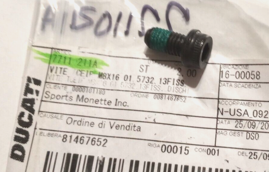 Ducati Screw M8X16 NOS 77110211A (L-10,054) | eBay