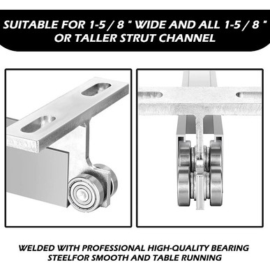 4Pcs Electric Hoist Trolley - 6 Wheel T-Type Beam Roller For Strut Channel Installation