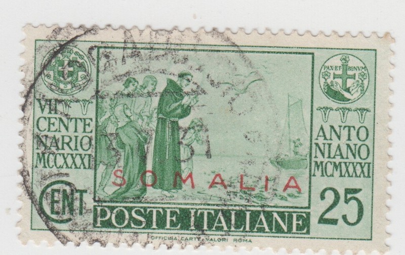 Italian Somalia 1931. St Anthony of Padua The Miracle of the Fish. Sc# IT-SO 130