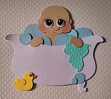 Bathtime Baby Boy Bathtub. Scrapbook, Card making Paper Piecing