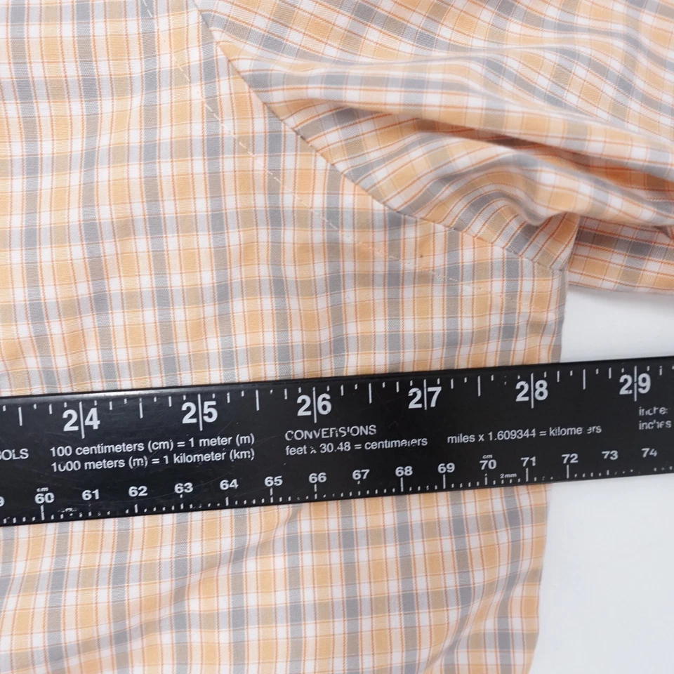 Van Heusen платье рубашка мужская 2XL (18-18,5) желтый клетку хлопок Оксфорд воротник - Изображение 4 из 4