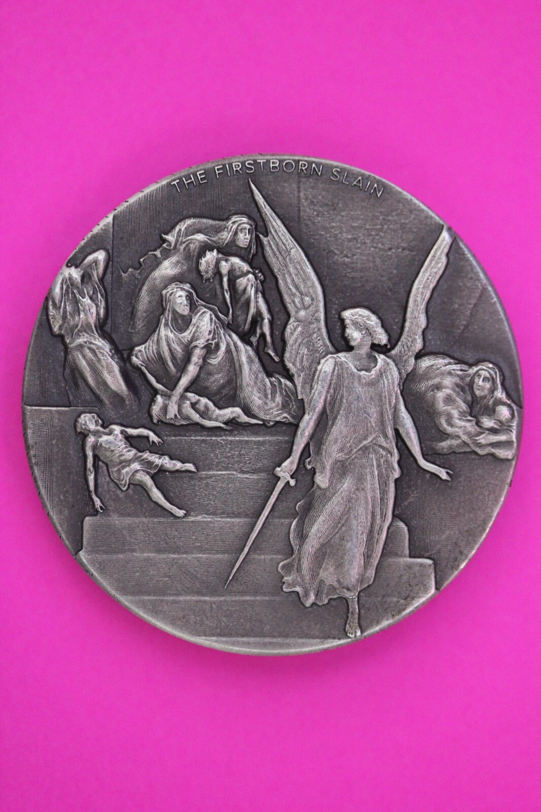 2019 Antiqued Niue 2 Ounce .999 Fine Silver Coin 2 D The First Born Slain 6040