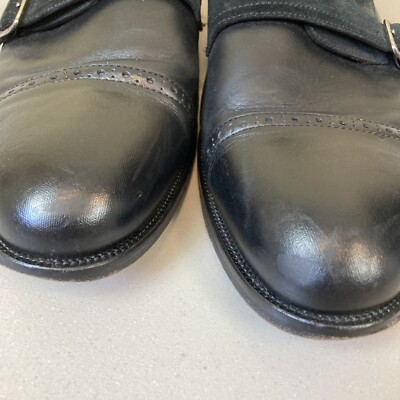 Paul Fredrick Italian Leather Monk Strap Dress Shoes Black Textured 10M – & Box Paul Fredrick Italian Black Leather Double Monk Strap Dress  main image 4