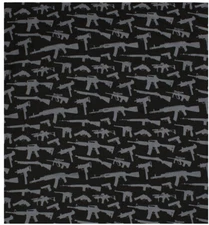 Black & Silver Gun Rifles All Over Print Design Biker Cotton Bandana 22" x 22"