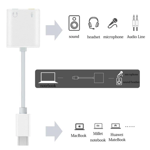 USB Typ-C Externe Soundkarte 7.1 Stereo Audio Mikrofon Adapter iPhone iPad Pro - Bild 7 von 15