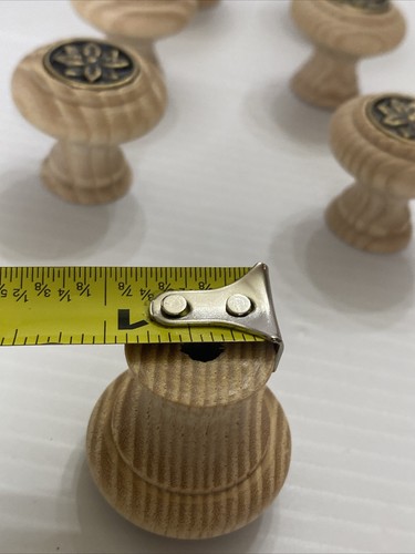 11 New Unfinished Maple Wood Knobs With Metal Insert Drawers / Cabinets Hardware - Picture 10 of 15